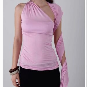 Pink One-Shoulder Wrap Top